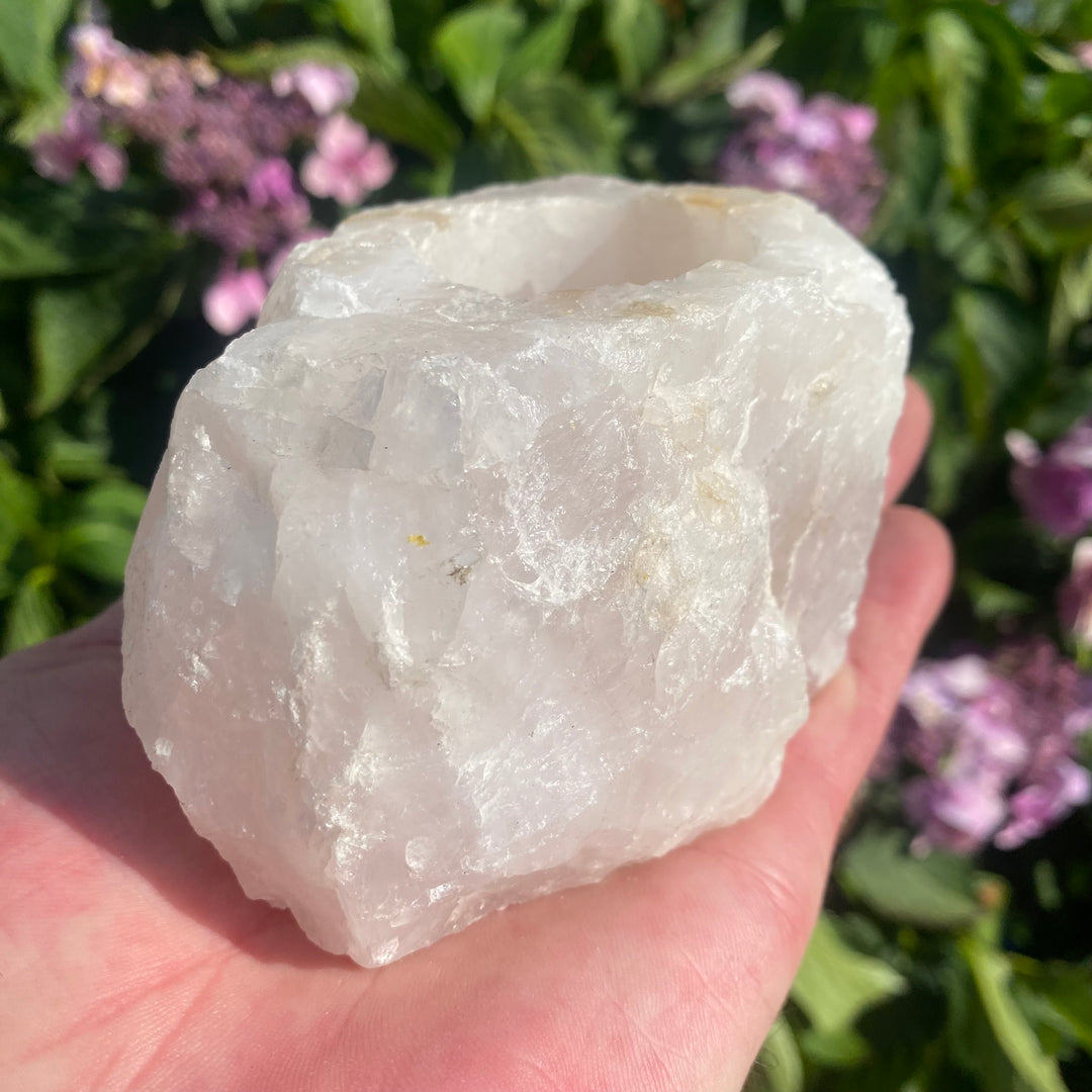 Rose Quartz Crystal Tea Light Holder – Warm Energy &amp; Calm Glow