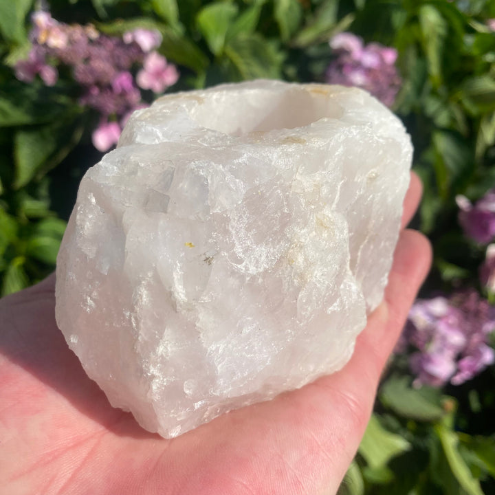 Rose Quartz Crystal Tea Light Holder – Warm Energy &amp; Calm Glow