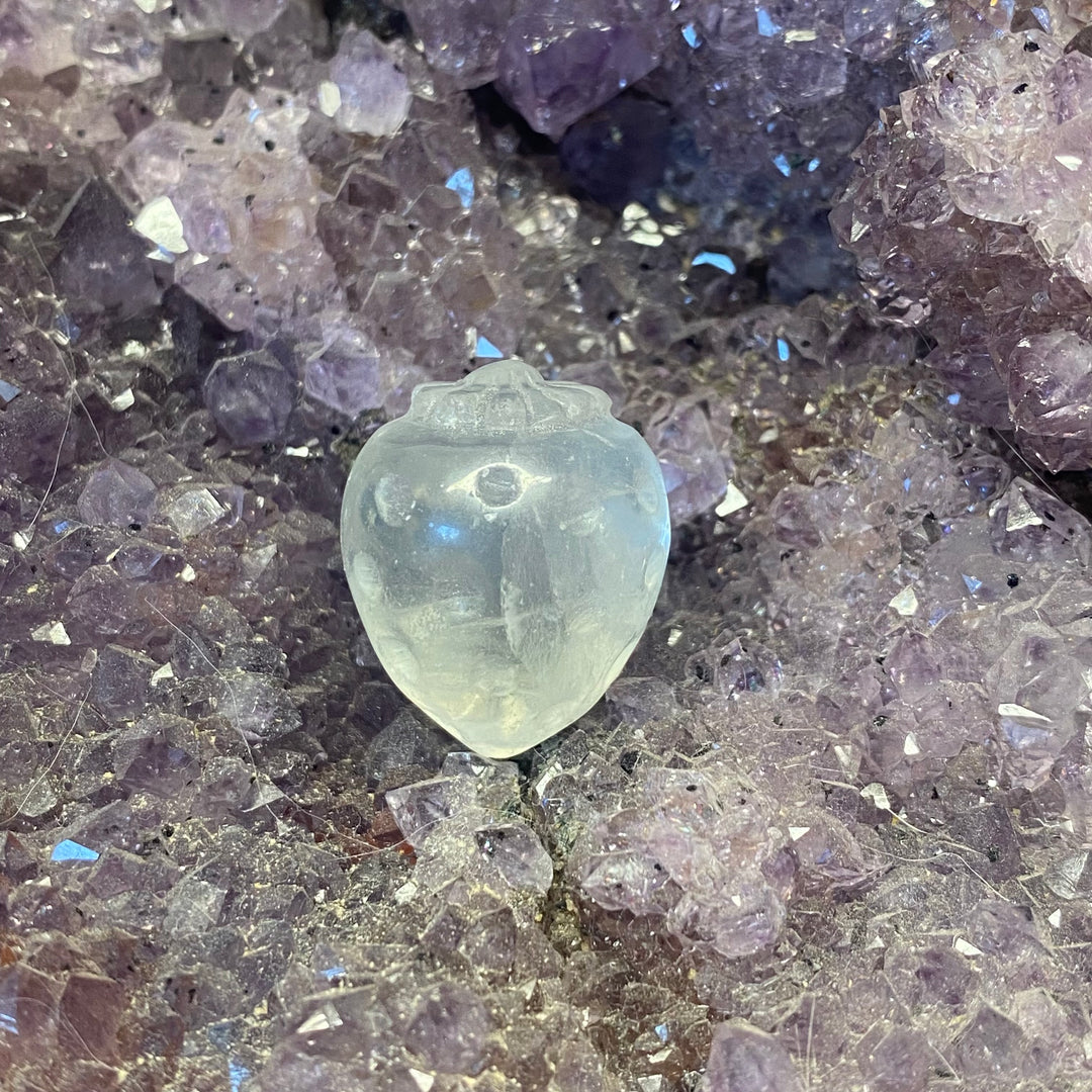 Clear Quartz Strawberry Carving — Fresh Clarity &amp; Gentle Uplifting Energy