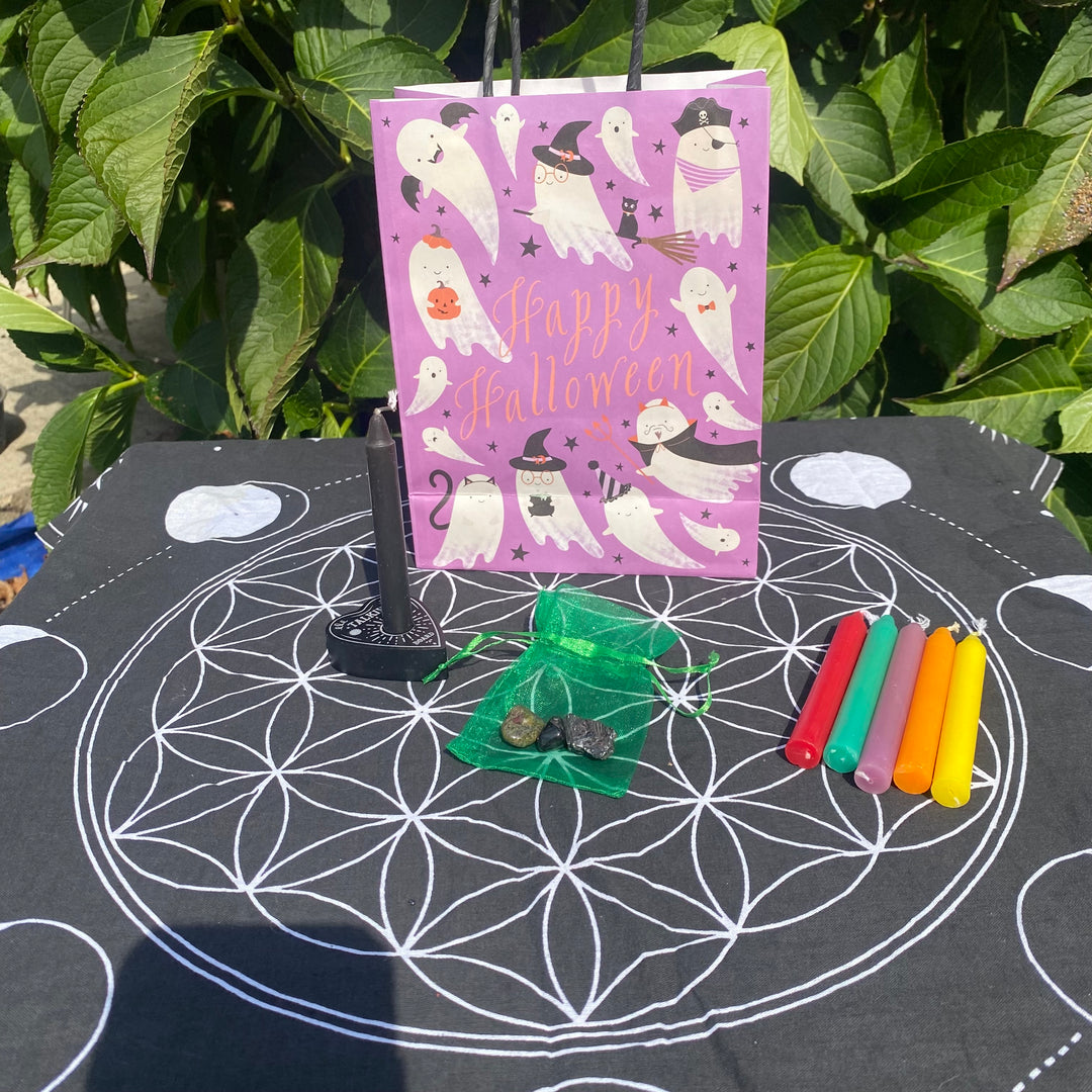Halloween Crystals &amp; Candles Gift Pack – Protective Energy &amp; Spooky Vibes