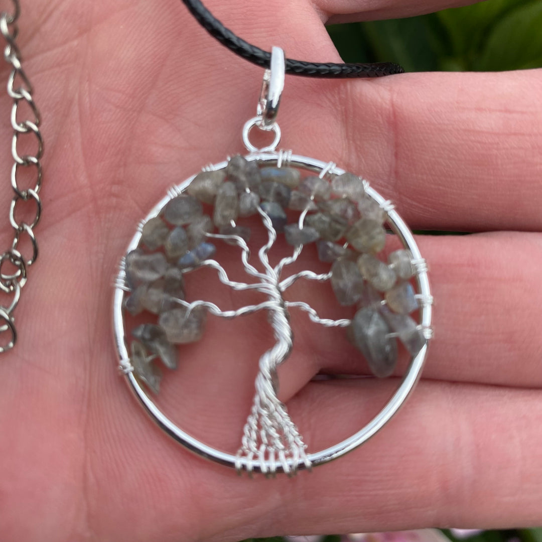 Labradorite Tree of Life Pendant Necklace – Protection &amp; Inner Guidance