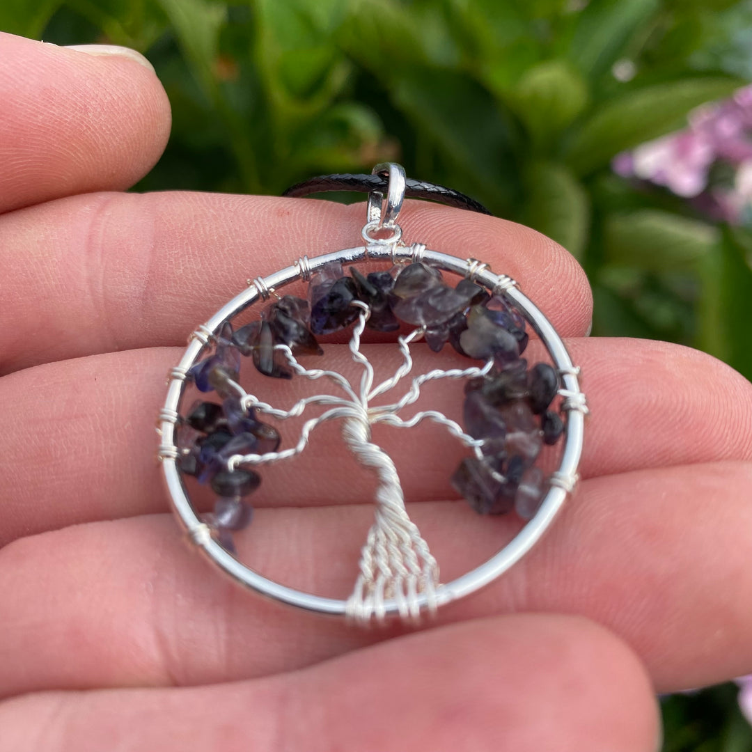 Iolite Crystal Tree of Life Pendant Necklace – Clarity &amp; Inner Vision