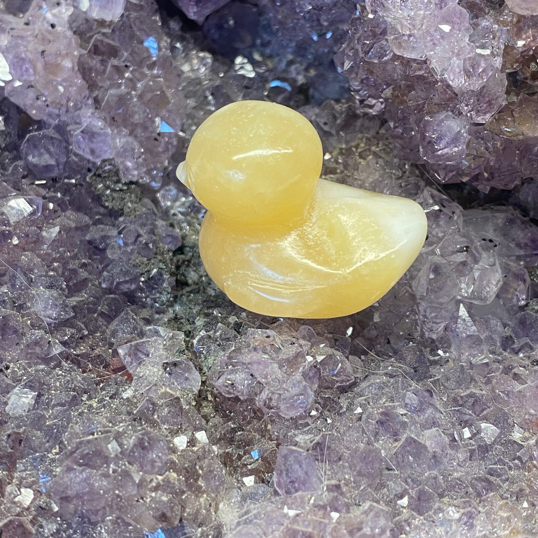 Orange Calcite Duck Carving — Warm Joy &amp; Gentle Uplifting Energy