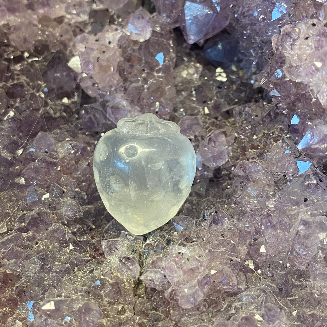 Clear Quartz Strawberry Carving — Fresh Clarity &amp; Gentle Uplifting Energy
