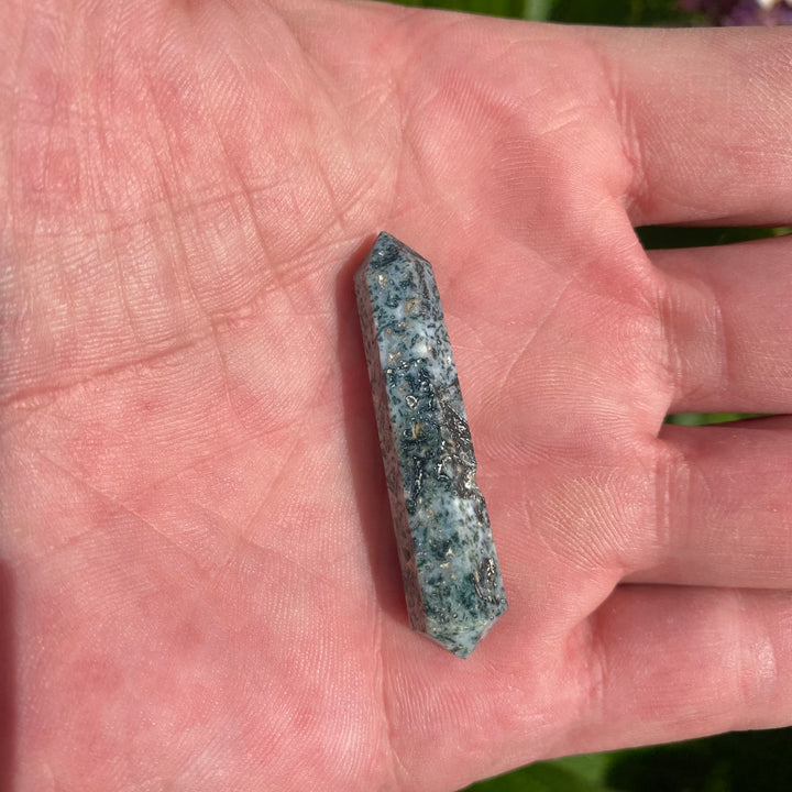 Moss Agate Double Terminated Crystal Point – Growth &amp; Balanced Energy