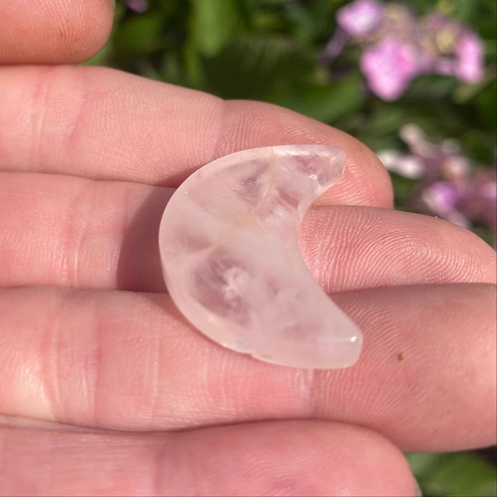 The Quirky Corner - Rose Quartz Moon Carving — Perfectly Imperfect &amp; Full of Heart