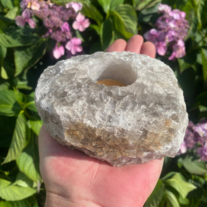 Smokey Quartz Crystal Tea Light Holder – Grounding &amp; Protective Energy