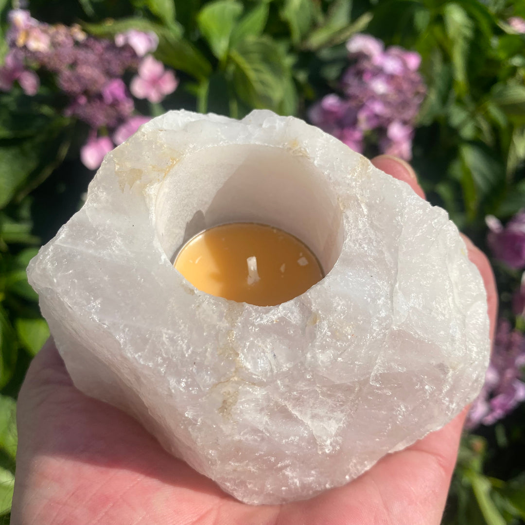 Rose Quartz Crystal Tea Light Holder – Warm Energy &amp; Calm Glow