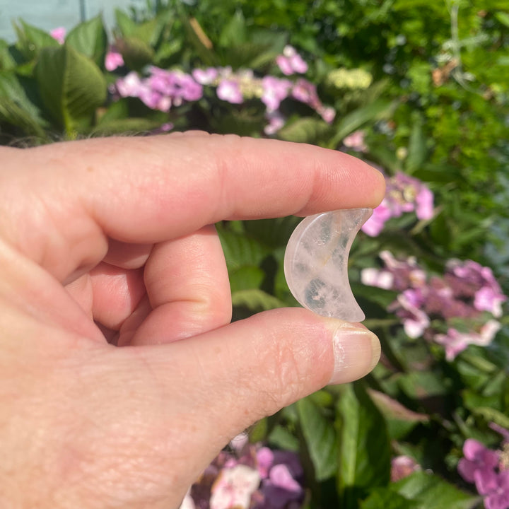 The Quirky Corner - Rose Quartz Moon Carving — Perfectly Imperfect &amp; Full of Heart