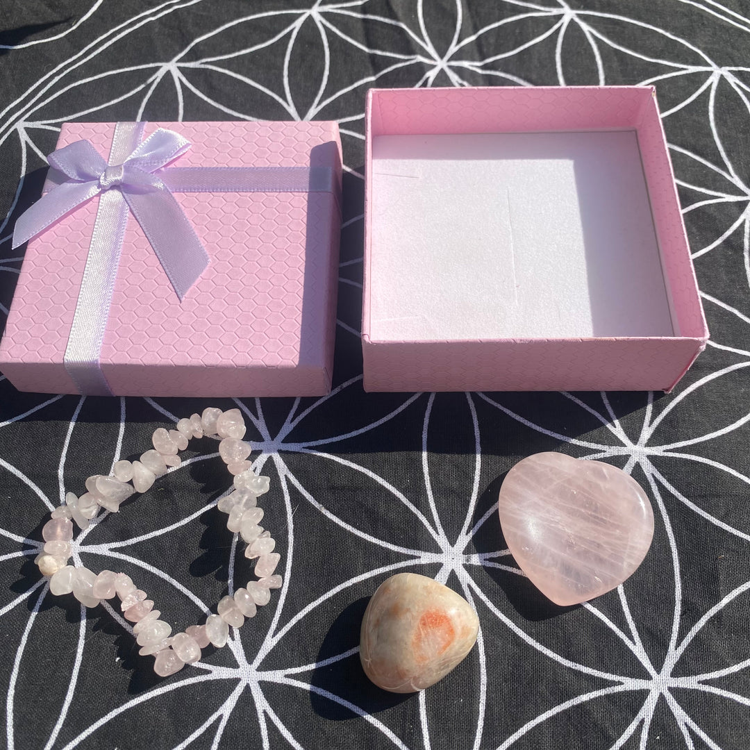 Rose Quartz Sunstone Crystal Love Gift Set - Love &amp; Joy