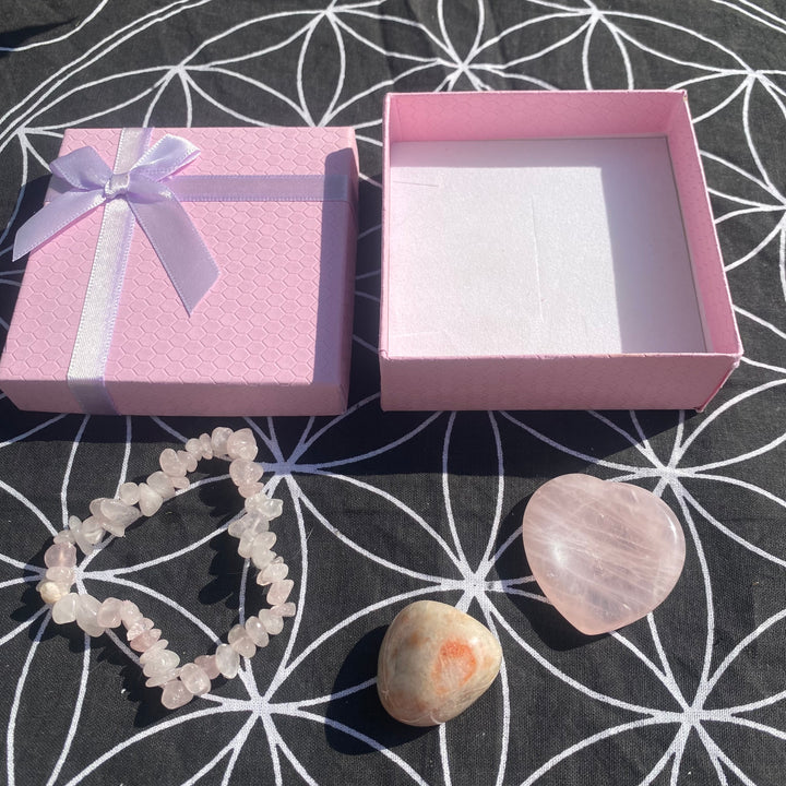 Rose Quartz Sunstone Crystal Love Gift Set - Love &amp; Joy