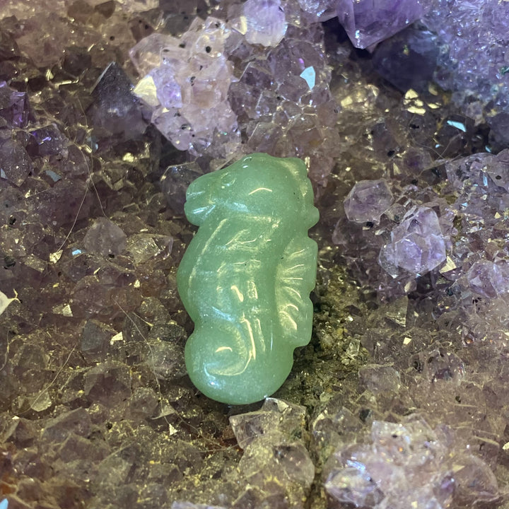 Green Aventurine Seahorse Carving — Soft Luck &amp; Gentle Ocean Energy