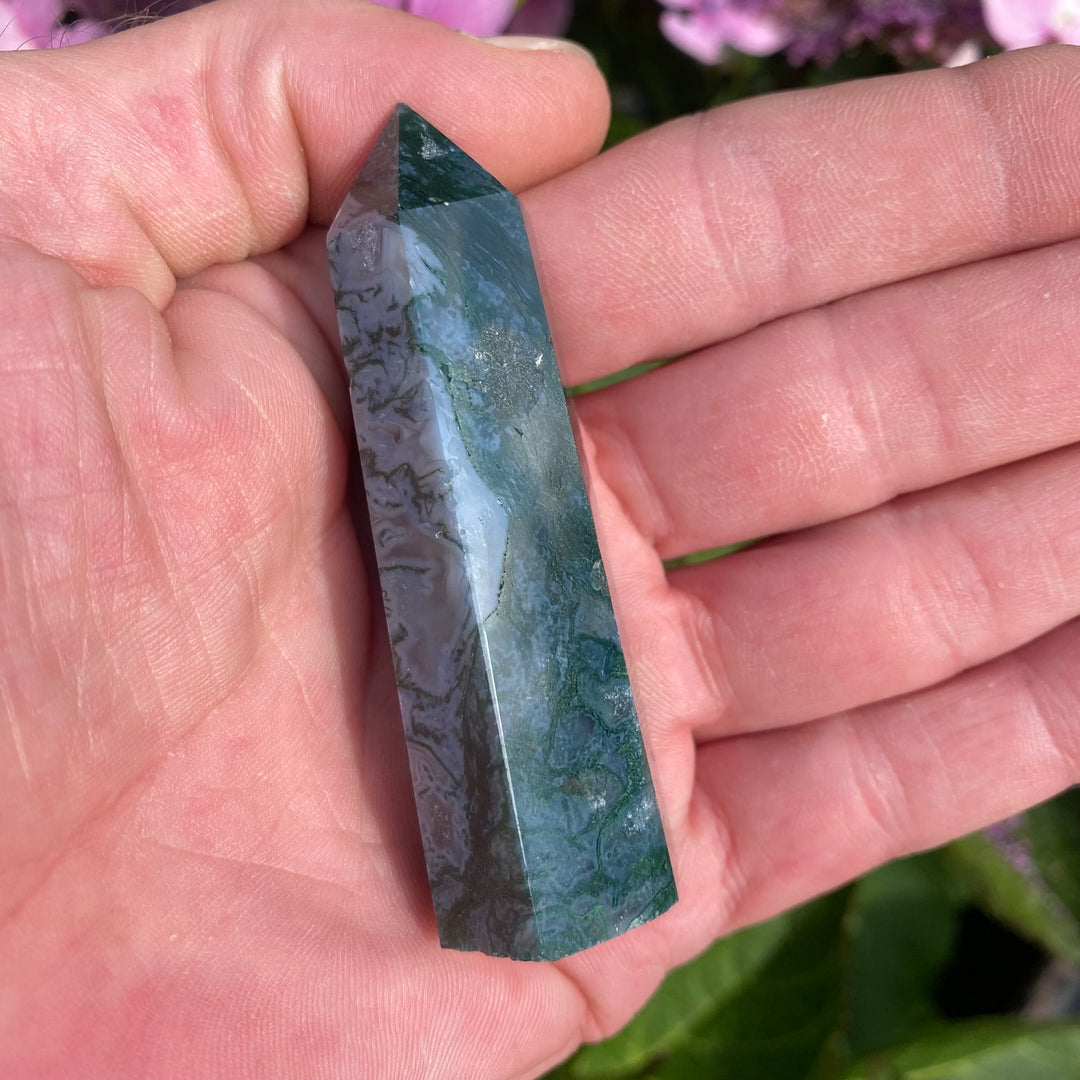Moss Agate Crystal Tower – Growth &amp; Grounding Energy