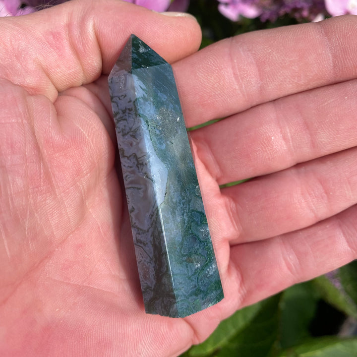 Moss Agate Crystal Tower – Growth &amp; Grounding Energy
