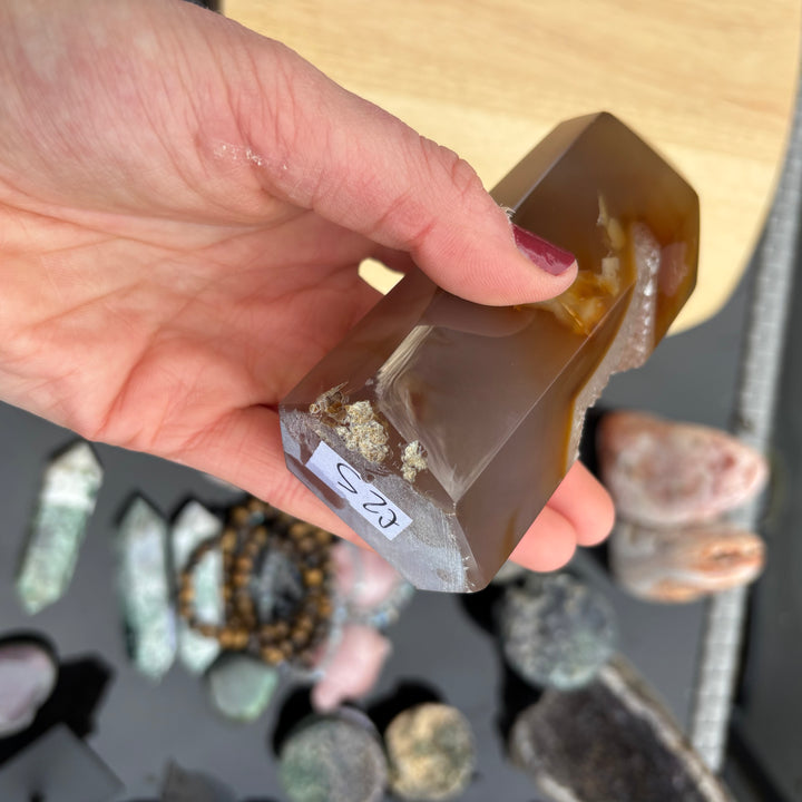 Agate Crystal Tower with Druzy