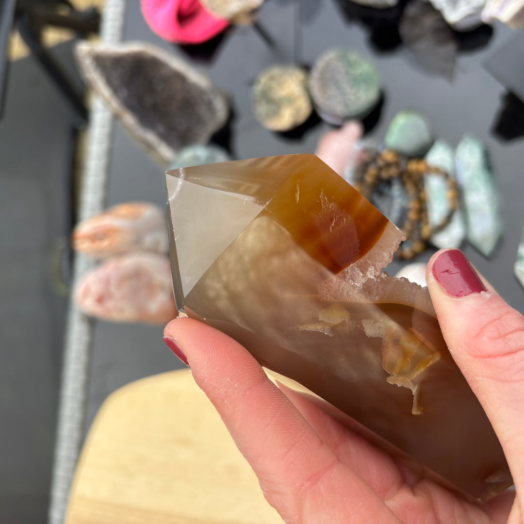 Agate Crystal Tower with Druzy