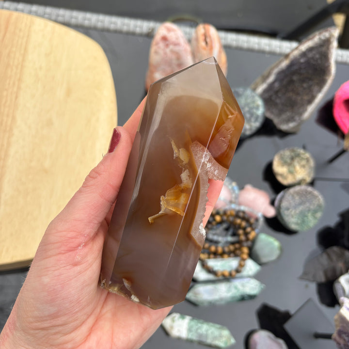 Agate Crystal Tower with Druzy