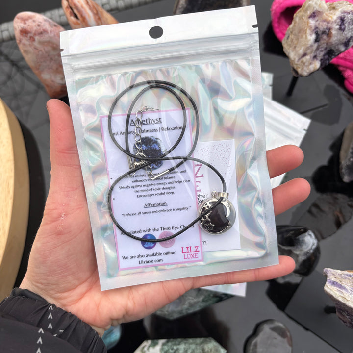 Amethyst Moon Face Necklace