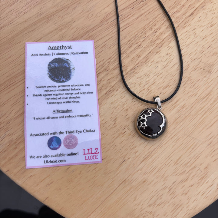Amethyst Moon Face Necklace