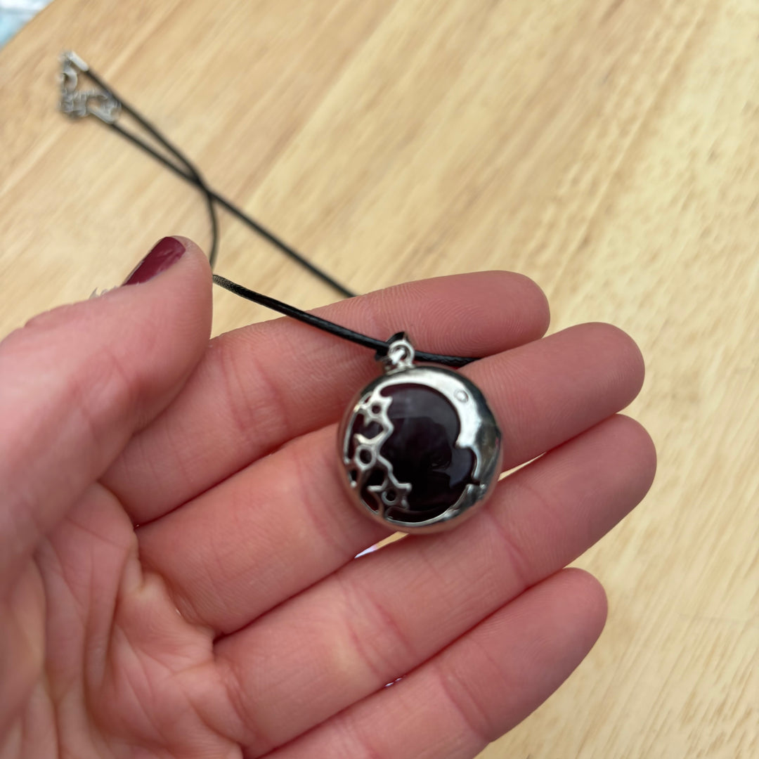 Amethyst Moon Face Necklace