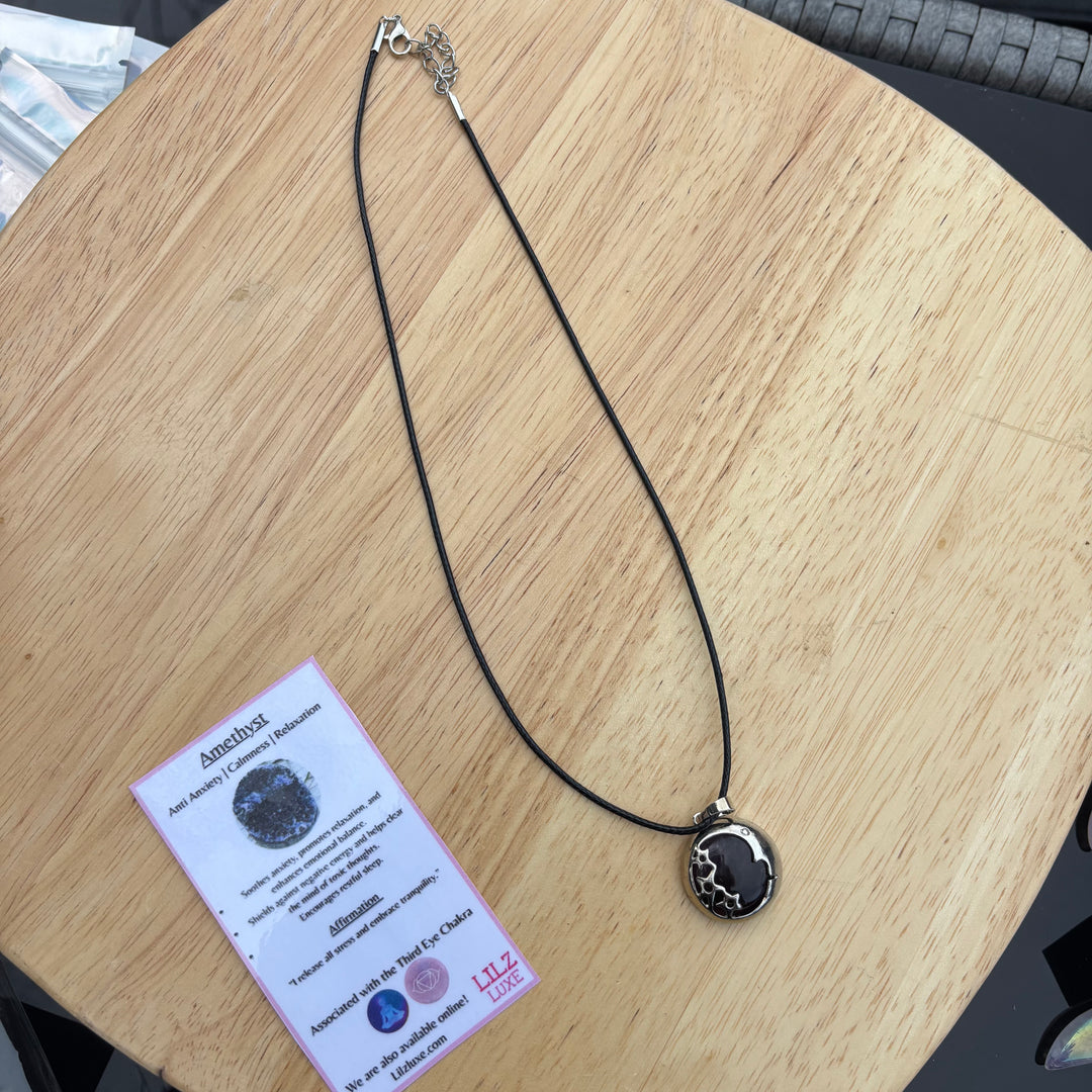 Amethyst Moon Face Necklace