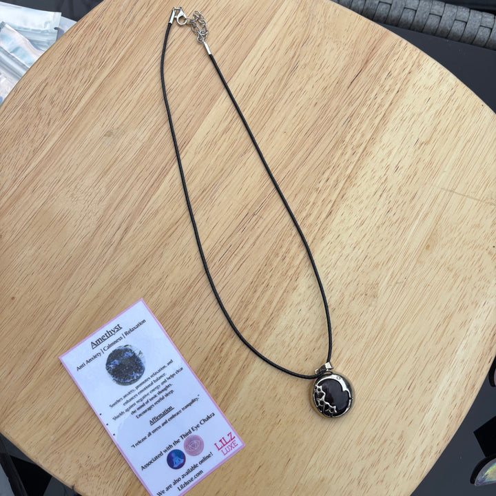 Amethyst Moon Face Necklace