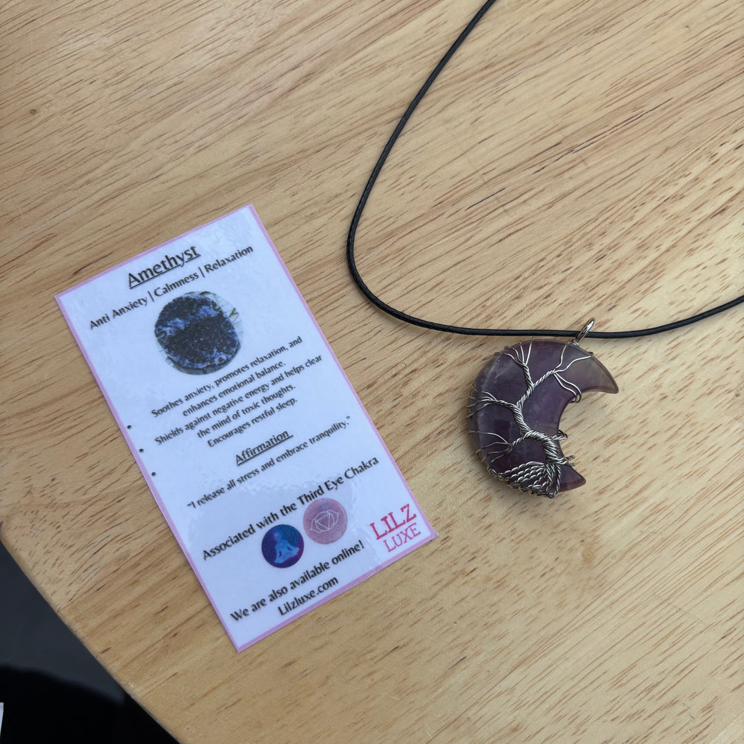 Amethyst Moon Wire Wrapped Necklace