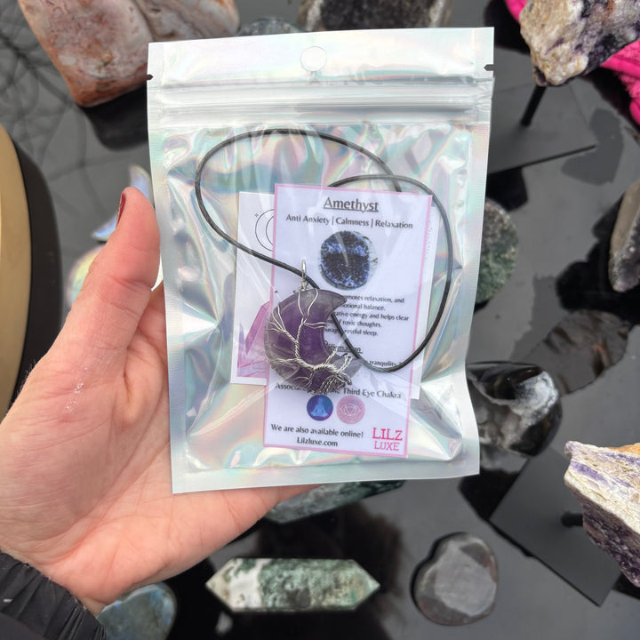 Amethyst Moon Wire Wrapped Necklace