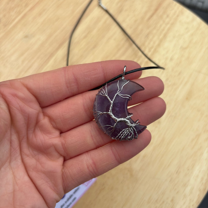 Amethyst Moon Wire Wrapped Necklace