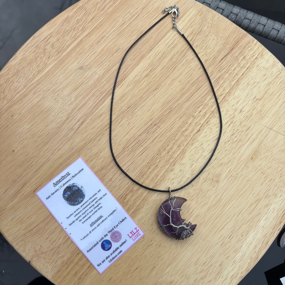 Amethyst Moon Wire Wrapped Necklace