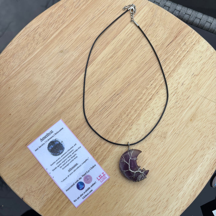 Amethyst Moon Wire Wrapped Necklace