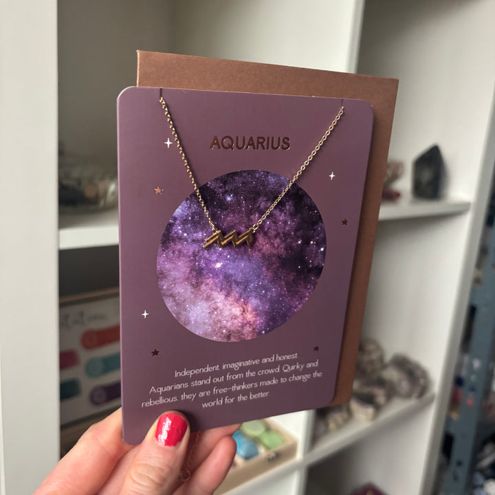Aquarius Zodiac Necklaces | with greeting Card