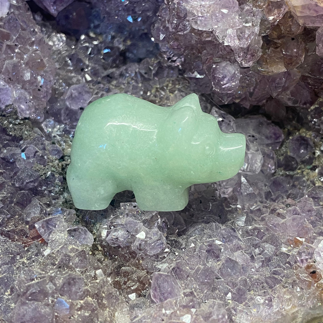 Green Aventurine Pig Carving — Soft Luck &amp; Gentle Heart Energy