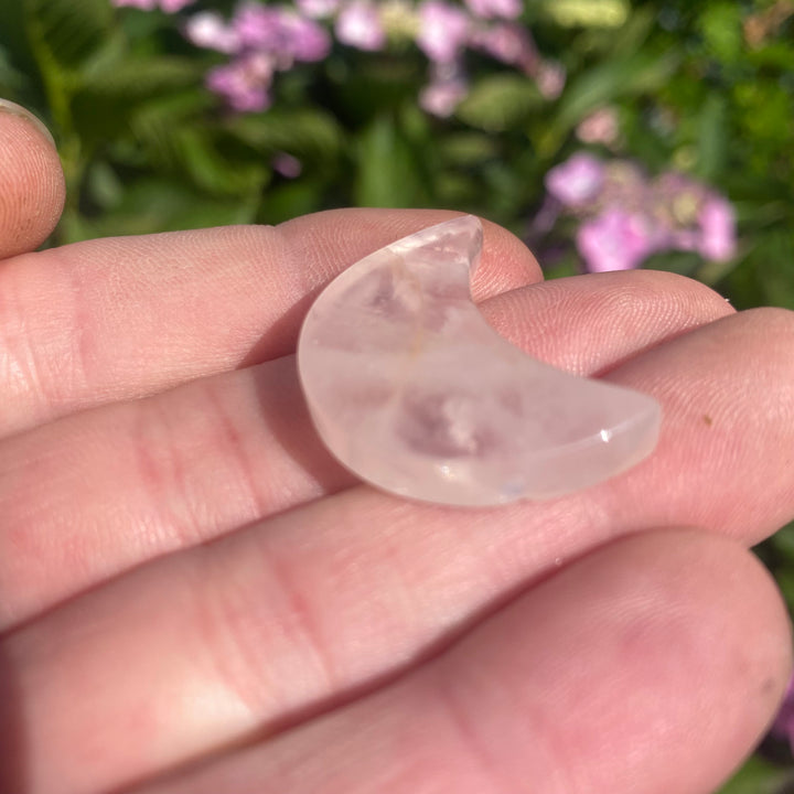 The Quirky Corner - Rose Quartz Moon Carving — Perfectly Imperfect &amp; Full of Heart