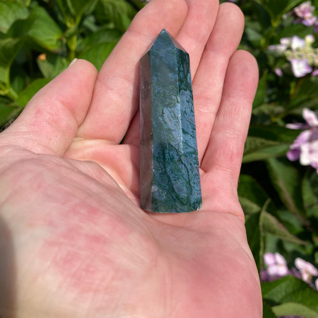Moss Agate Crystal Tower – Growth &amp; Grounding Energy