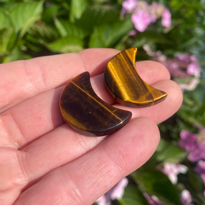 Tiger Eye Moon Carving — Warm Glow &amp; Grounded Lunar Energy