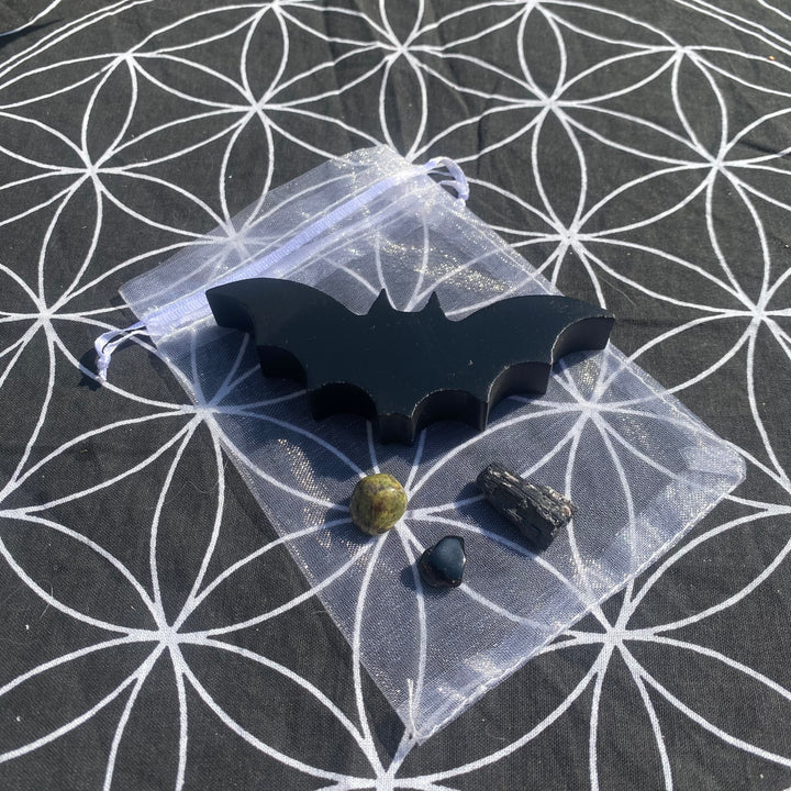 Black Bat &amp; Crystals Organza Gift Bag - Confidence &amp; Courage