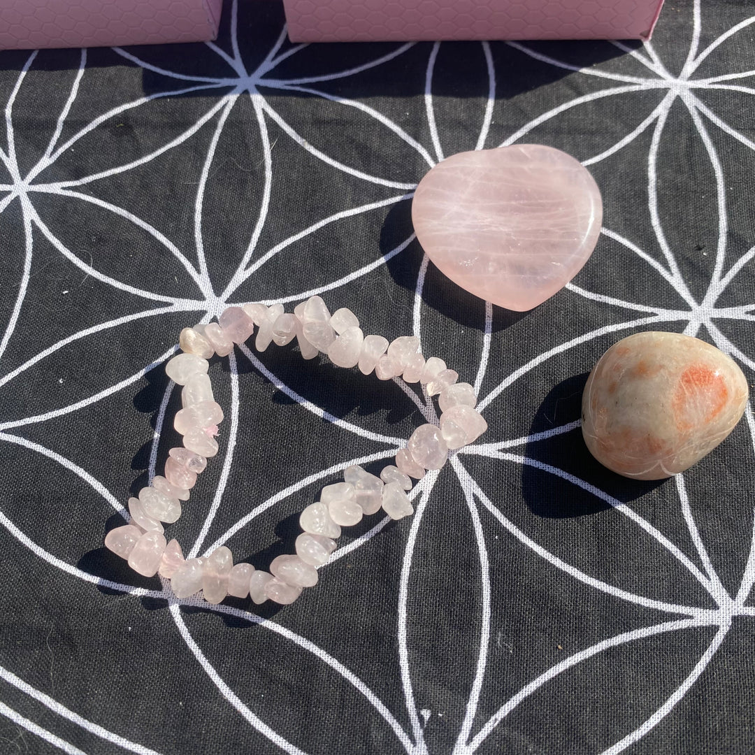 Rose Quartz Sunstone Crystal Love Gift Set - Love &amp; Joy