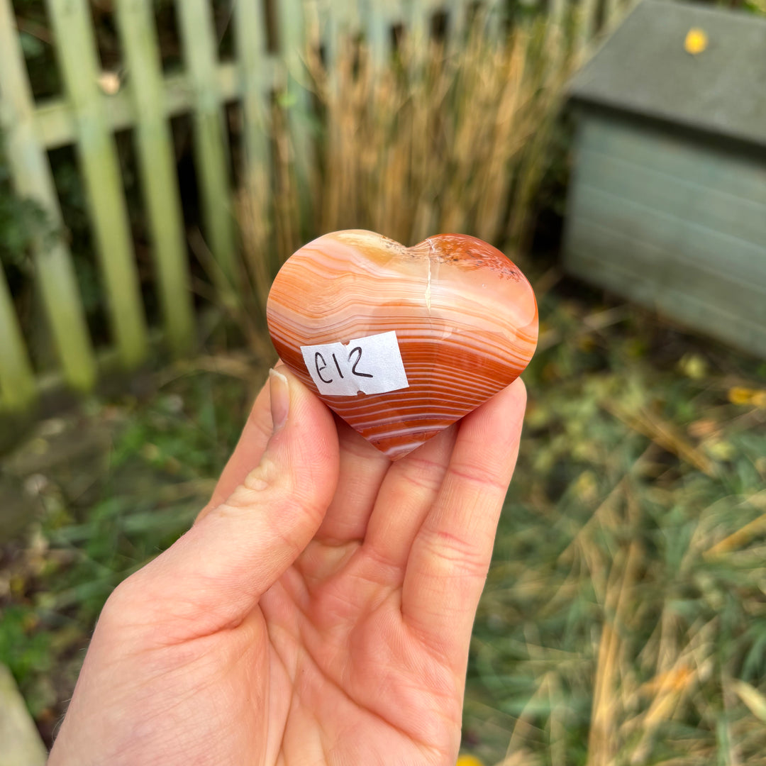 Carnelian Stripped Love Heart Crystal Carving