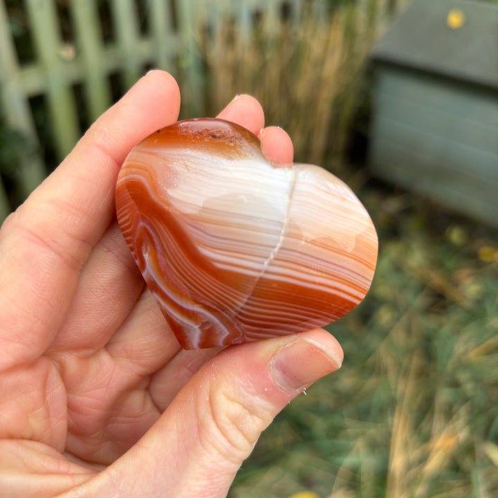 Carnelian Stripped Love Heart Crystal Carving