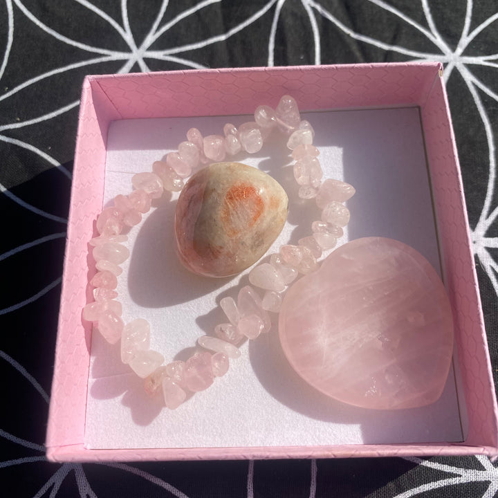 Rose Quartz Sunstone Crystal Love Gift Set - Love &amp; Joy