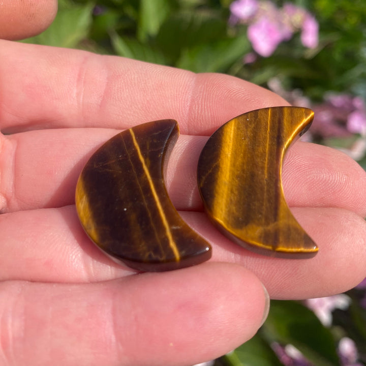 Tiger Eye Moon Carving — Warm Glow &amp; Grounded Lunar Energy