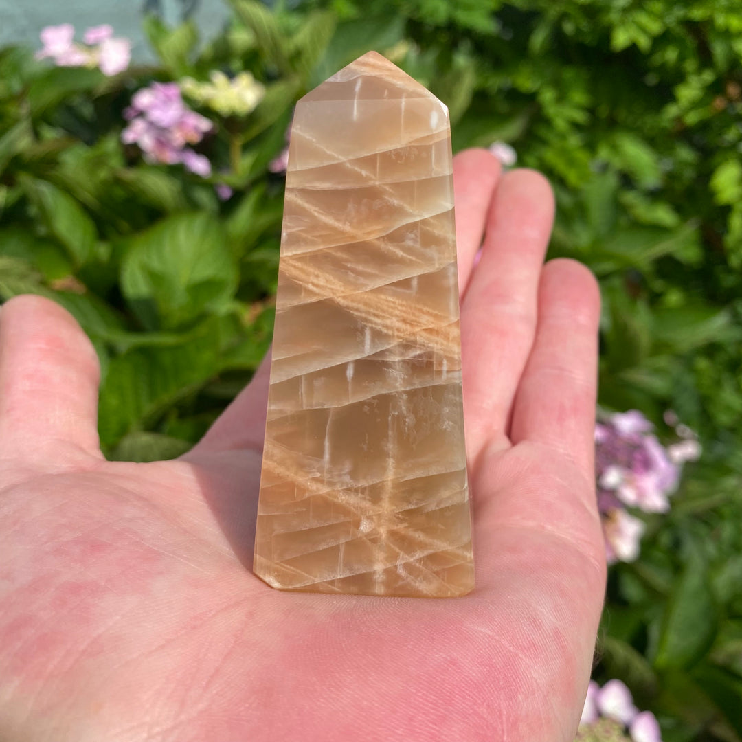 Peach Moonstone Crystal Tower – Intuition &amp; Gentle Calm