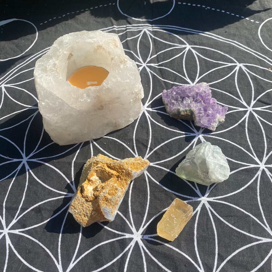 Amethyst, Citrine, Fluorite, Clear Quartz Crystal Collection - Confidence &amp; Peace