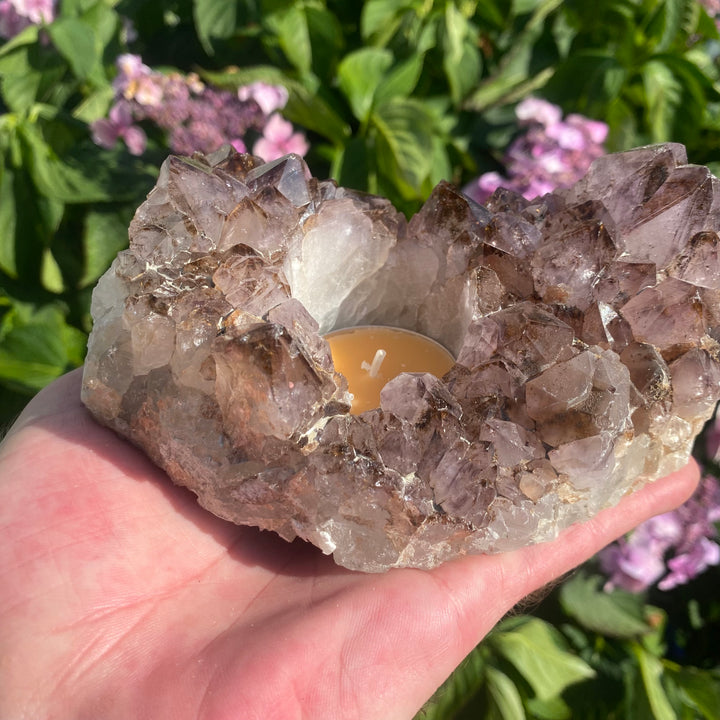 Spirit Quartz Crystal Tea Light Holder – Uplifting &amp; Harmonising Energy