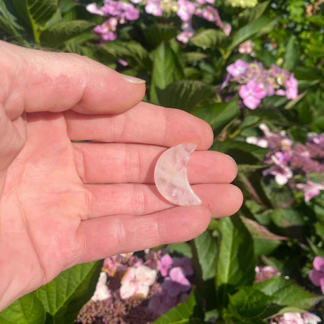 The Quirky Corner - Rose Quartz Moon Carving — Perfectly Imperfect &amp; Full of Heart