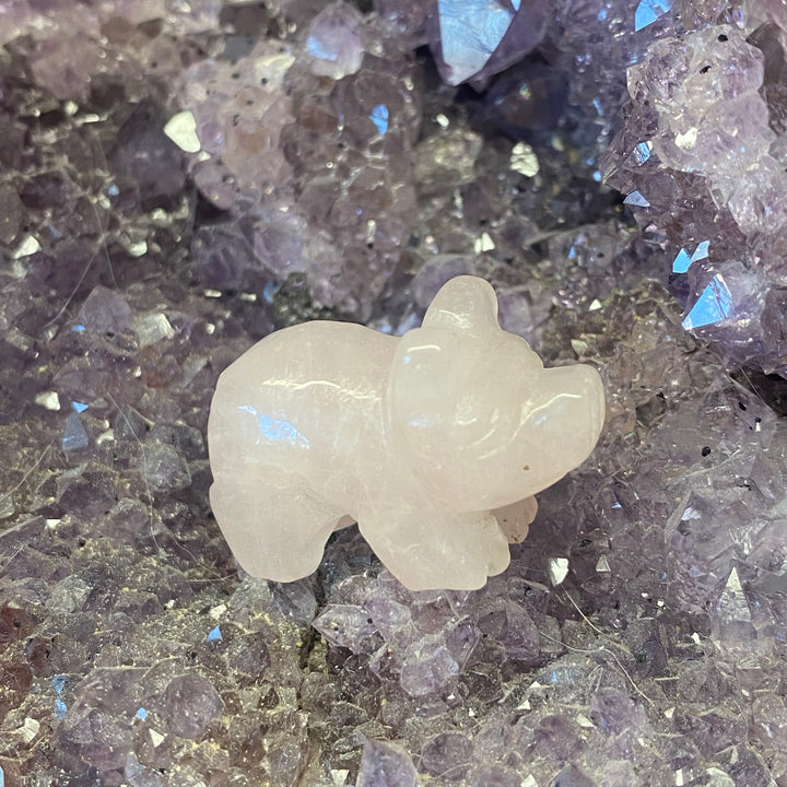 Rose Quartz Pig Carving — Cute Crystal Companion for Heart Energy