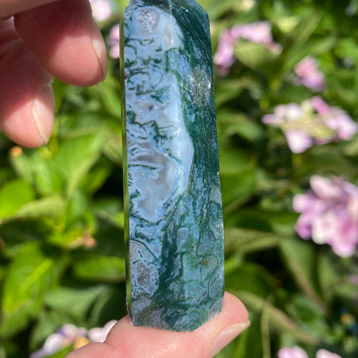 Moss Agate Crystal Tower – Growth &amp; Grounding Energy
