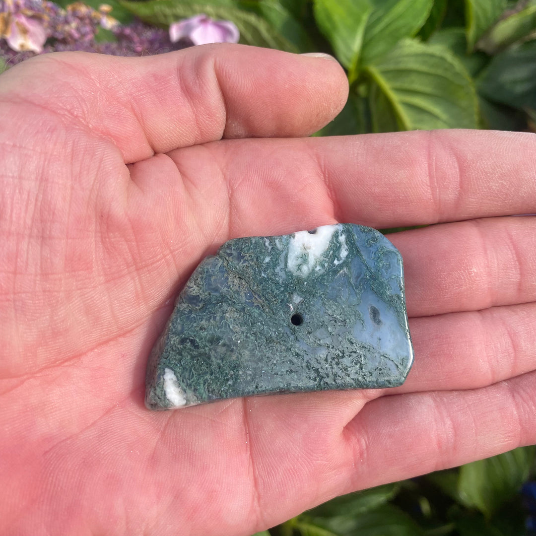 Small Moss Agate Crystal Incense Stick Holder – Grounding &amp; Nature Energy