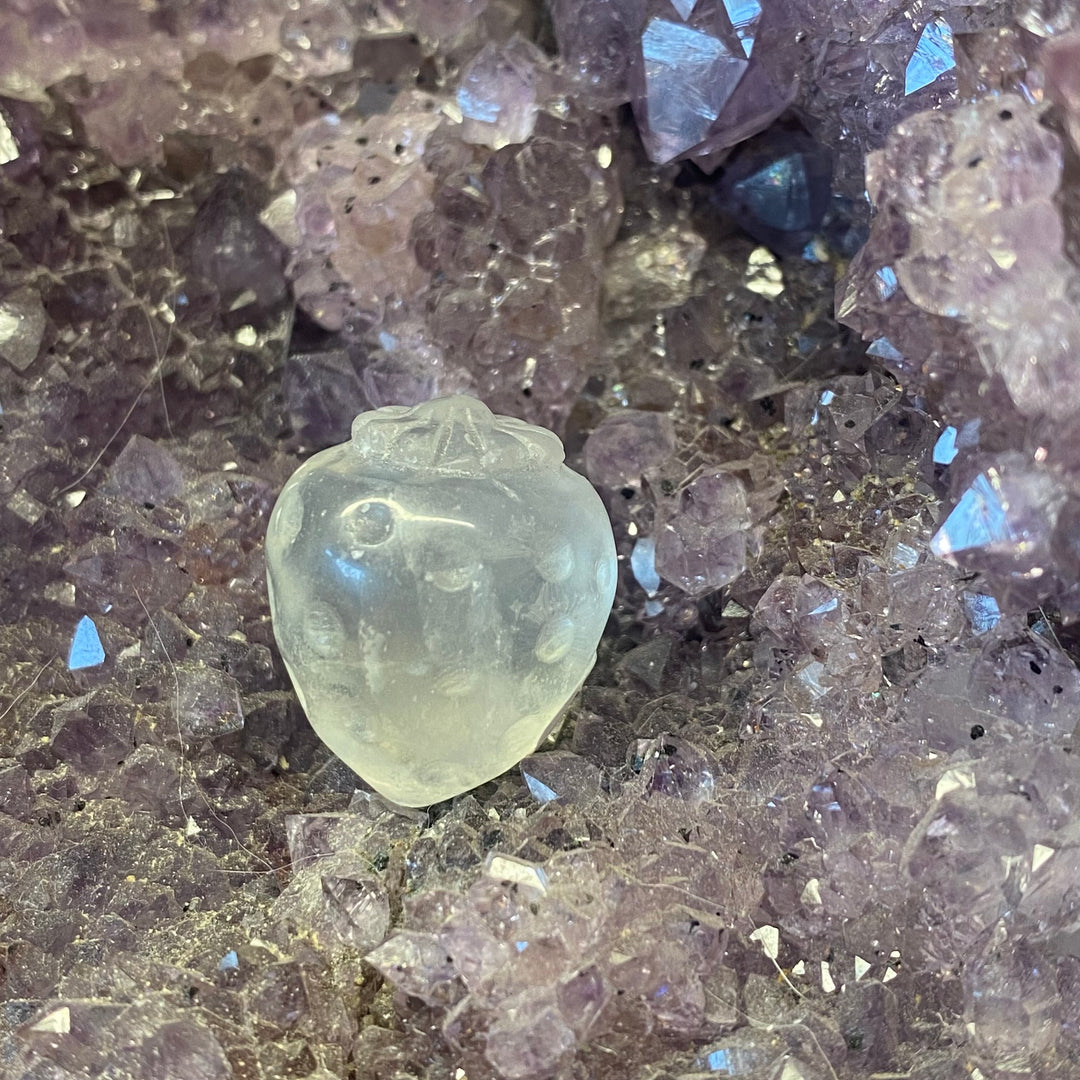 Clear Quartz Strawberry Carving — Fresh Clarity &amp; Gentle Uplifting Energy